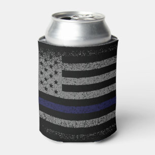 Police Thin Blue Line American Flag Can Cooler
