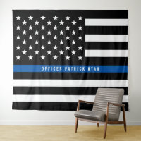 Police Thin Blue Line American Flag Monogram