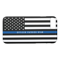 Police Thin Blue Line American Flag Monogrammed