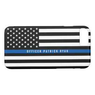 Police Thin Blue Line American Flag Monogrammed Case-Mate iPhone Case