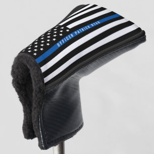 Police Thin Blue Line American Flag Monogrammed Golf Head Cover
