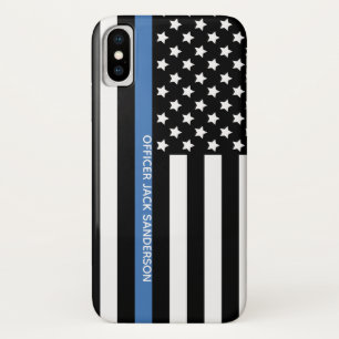 Police Thin Blue Line American Flag Officer Name Case-Mate iPhone Case
