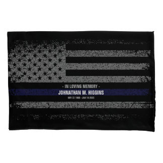 Police Thin Blue Line American Flag Pillowcase