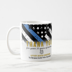 Police Thin Blue Line American Flag Thank You Coffee Mug