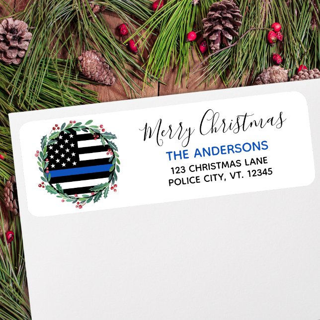 Police Thin Blue Line Christmas Return Address (Creator Uploaded)