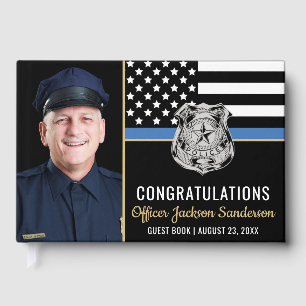 Police Thin Blue Line Congrats Photo Retirement Guest Book