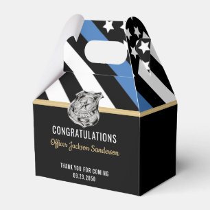 Police Thin Blue Line Congratulations Retirement Favor Box