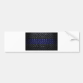 Police Thin Blue Line Diamond Plate Design Bumper Sticker