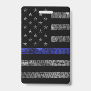 Police Thin Blue Line Flag Badge