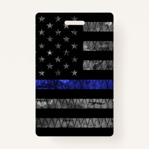 Police Thin Blue Line Flag Badge