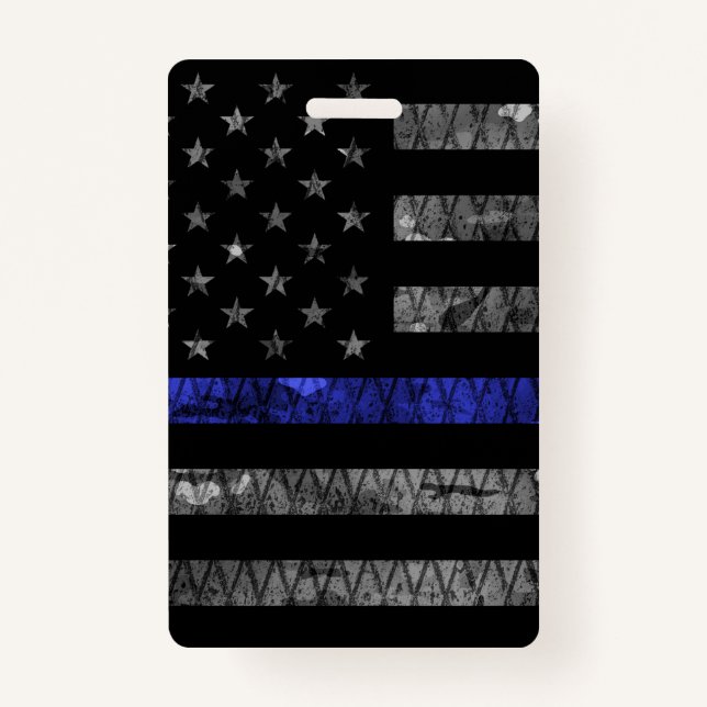 Police Thin Blue Line Flag Badge (Front)