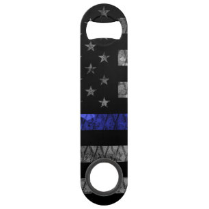 Police Thin Blue Line Flag Bar Key