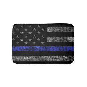 Police Thin Blue Line Flag Bath Mat