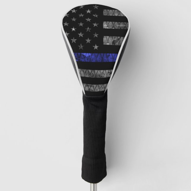Police Thin Blue Line Flag Golf Head Cover (Front)