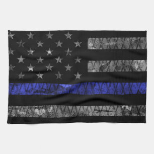Police Thin Blue Line Flag Kitchen Towel