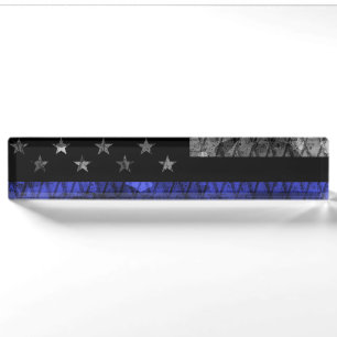 Police Thin Blue Line Flag Nameplate