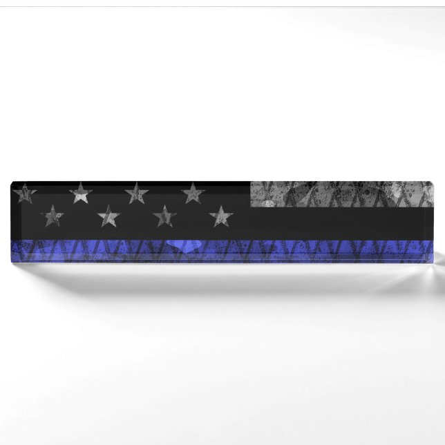 Police Thin Blue Line Flag Nameplate (Front)