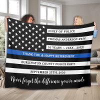 Police Thin Blue Line Flag Personalized Retirement