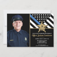Police Thin Blue Line Flag Photo Retirement Party