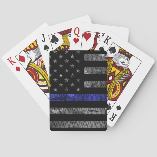 Police Thin Blue Line Flag Playing Cards (Back)