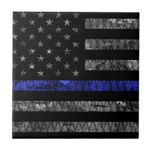 Police Thin Blue Line Flag Tile