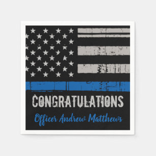 Police Thin Blue Line Law Enforcement Graduation Napkin