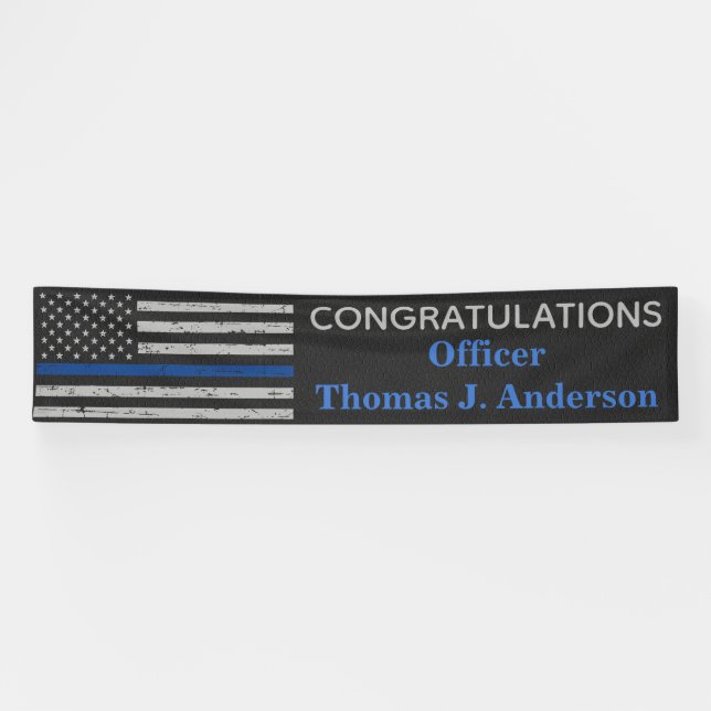 Police Thin Blue Line Law Enforcement L Graduation Banner (Horizontal)