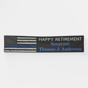 Police Thin Blue Line Law Enforcement L Retirement Banner