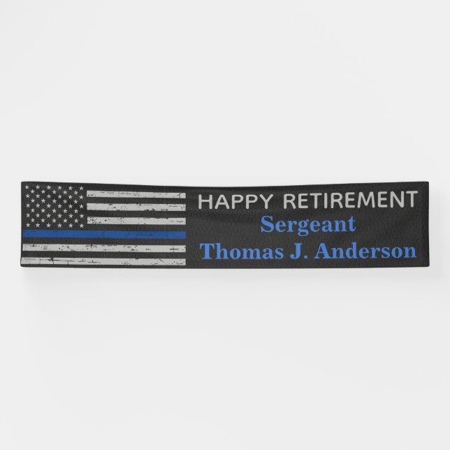 Police Thin Blue Line Law Enforcement L Retirement Banner (Horizontal)