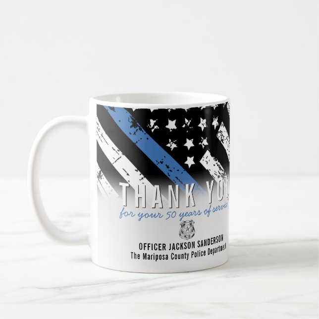 Police Thin Blue Line Law Enforcement Thank You Coffee Mug (Left)