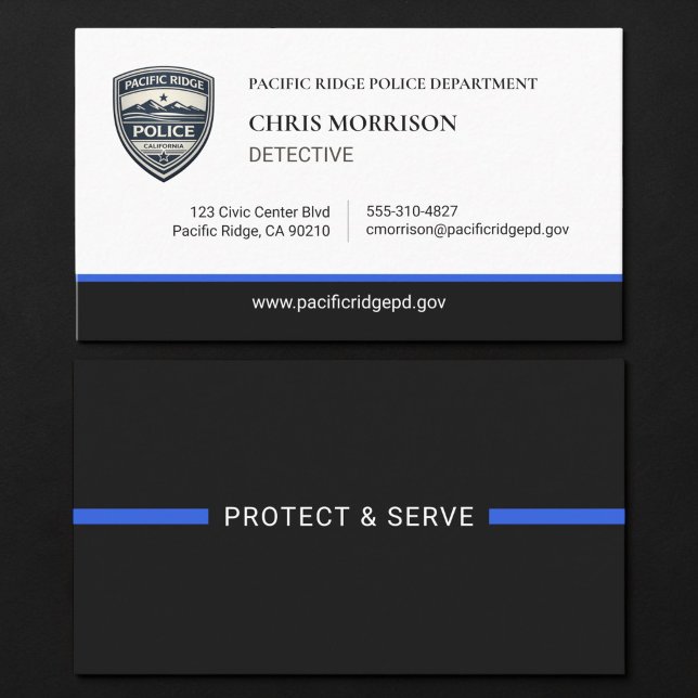Police Thin Blue Line Logo Business Card (Creator Uploaded)