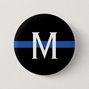 Police Thin Blue Line Monogram 2 Inch Round Button