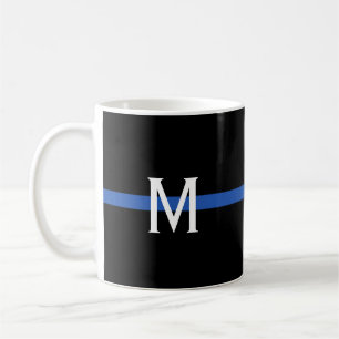 Police Thin Blue Line Monogram Coffee Mug