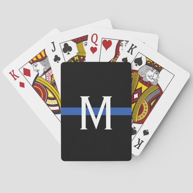 Police Thin Blue Line Monogram Playing Cards (Back)