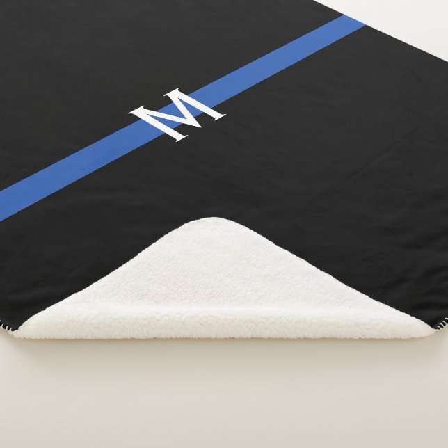 Police Thin Blue Line Monogram Sherpa Blanket (3/4)