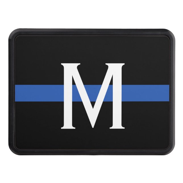Police Thin Blue Line Monogram Trailer Hitch Cover (Front)