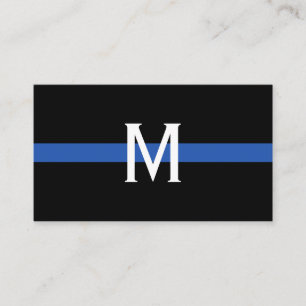 Police Thin Blue Line Monogrammed Professional Business Card