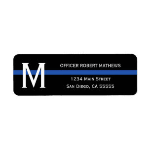 Police Thin Blue Line Monogrammed Return Address