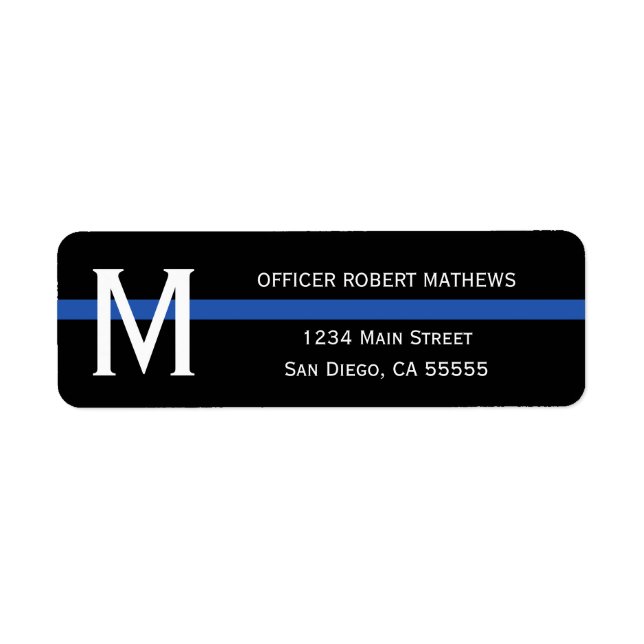 Police Thin Blue Line Monogrammed Return Address (Front)