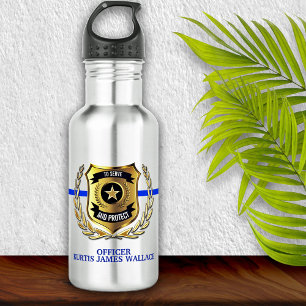 Police Thin Blue Line Officer Shield Personalized  532 Ml Water Bottle