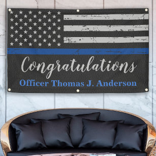 Police Thin Blue Line Personalize Graduation Party Banner