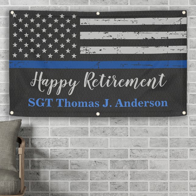 Police Thin Blue Line Personalize Retirement Party Banner (Creator Uploaded)