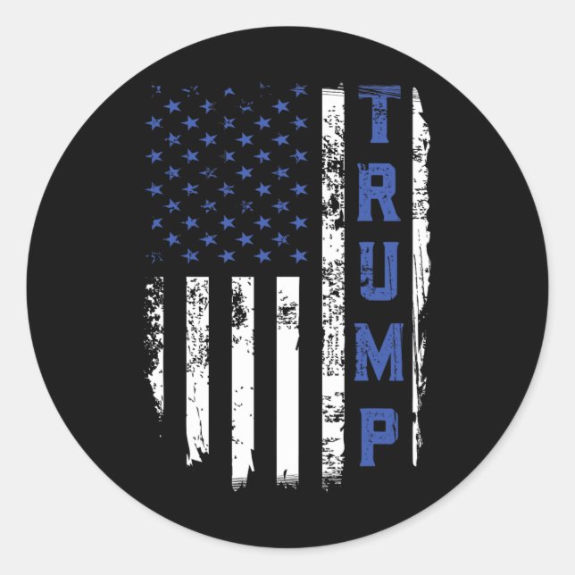 Police Thin Blue Line Republican Cop Usa Flag  Classic Round Sticker (Front)