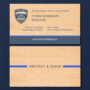 Police Thin Blue Line Rustic Wood Business Card