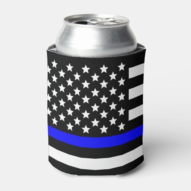 Police Thin blue line support Can Cooler (Can Front)