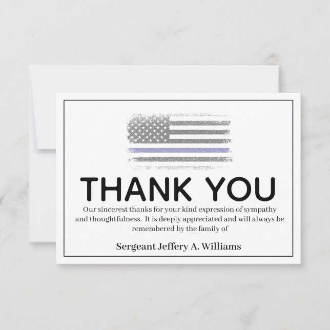 Police Thin Blue Line Thank You Bereavement (Front)
