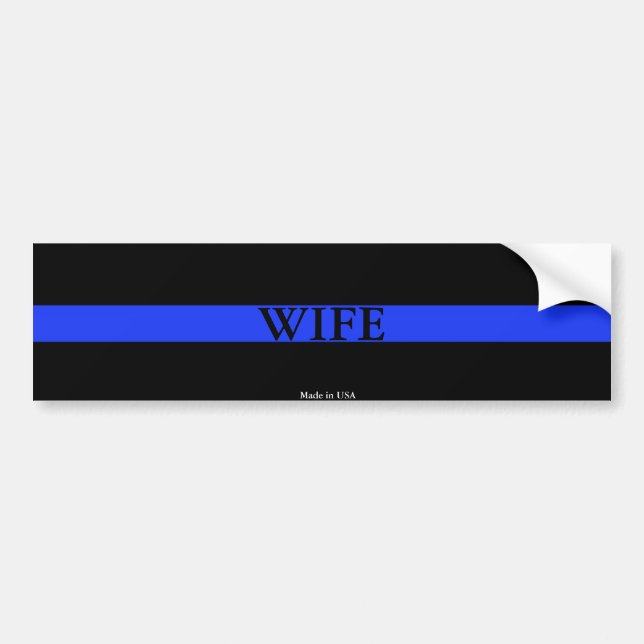 Police Thin Blue Line Wife Bumper Sticker (Front)