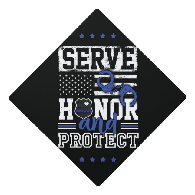Police to Serve Honour and Protect Graduation Cap Topper (Front)