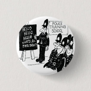 Police Training School. Funny Cartoon Illustration 1 Inch Round Button