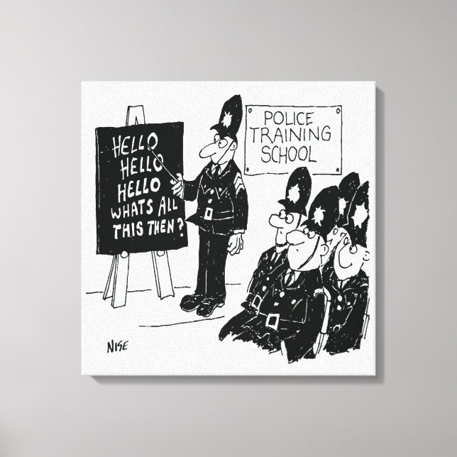 Police Training School. Funny Cartoon Illustration Canvas Print (Front)